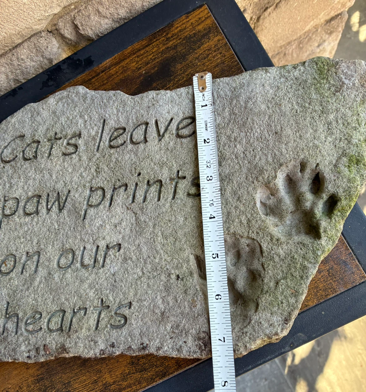Cat Lover Garden Stone Paw Prints on Our Hearts Rustic Decor - photo 2