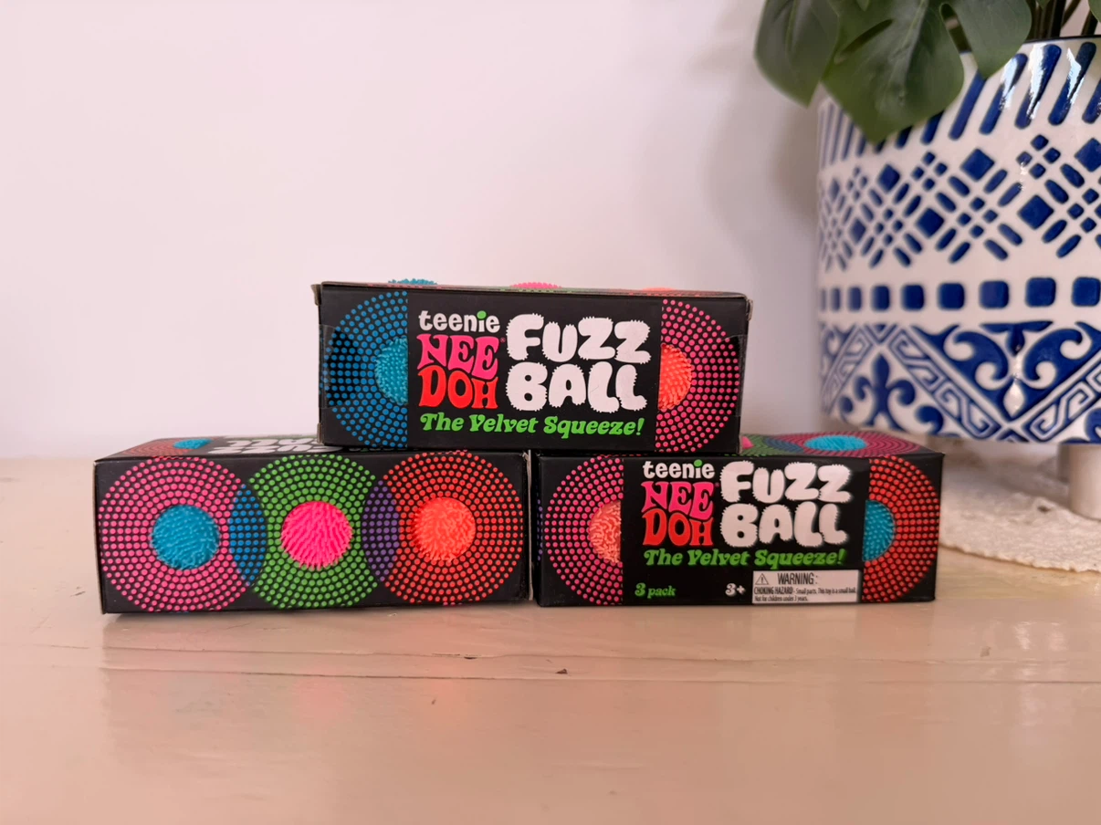Brand New Authentic Teenie Nee Doh Fuzz Ball 3-Pack