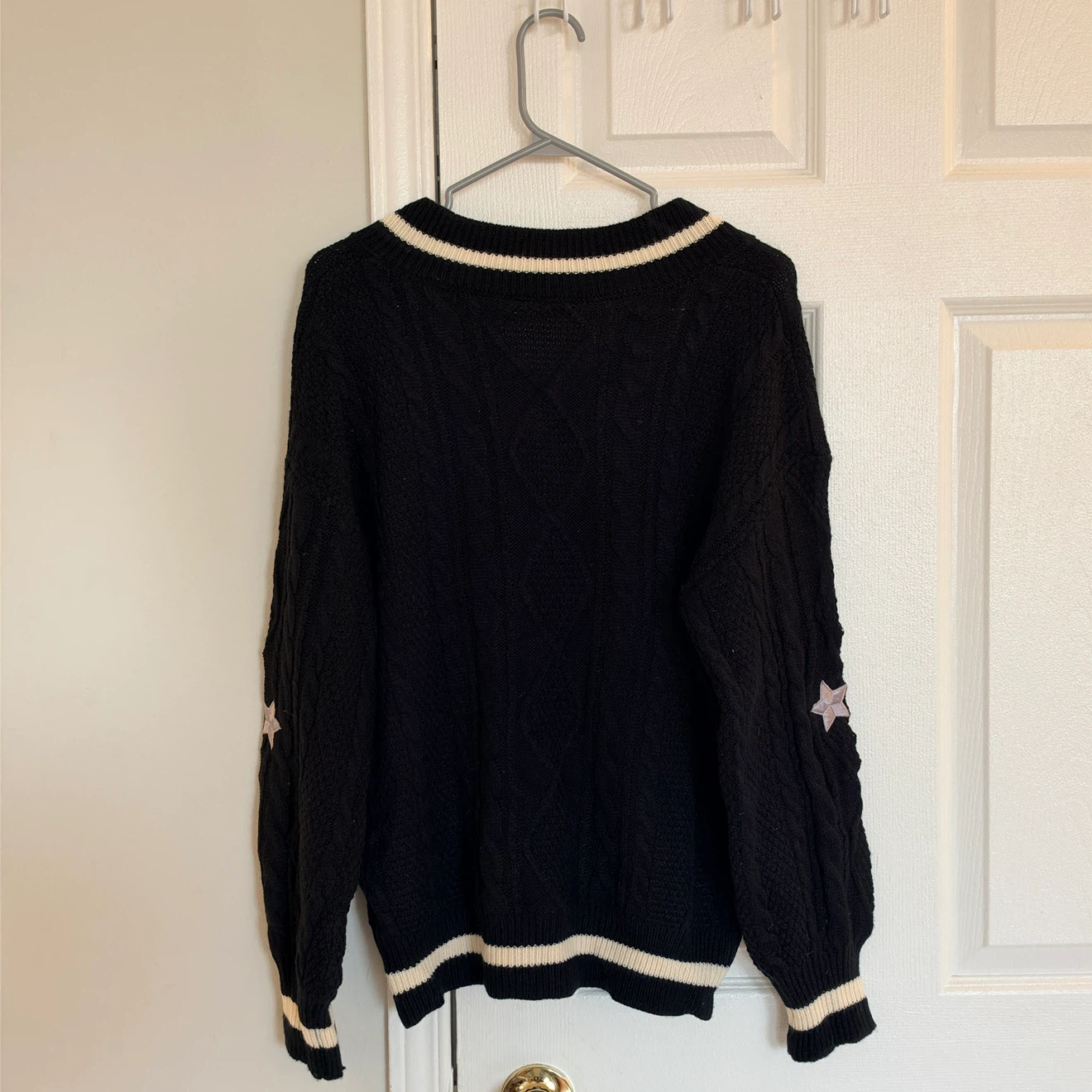 Women’s Black Sweater (V-neck Star Pattern) - S/M - photo 2