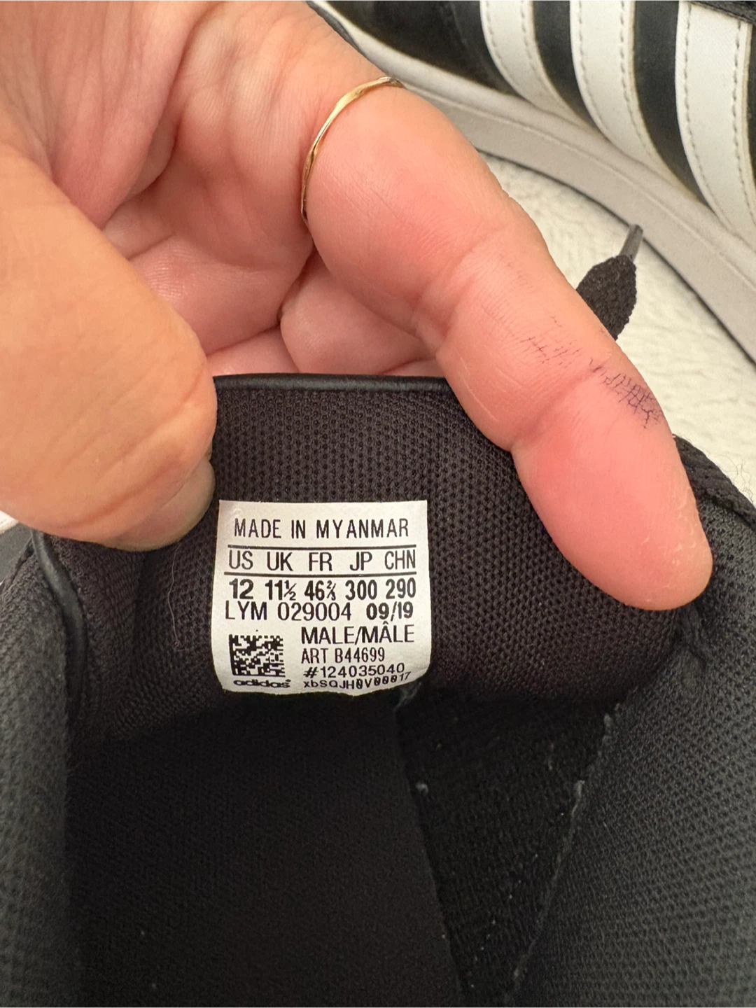 Adidas B44699 Sneakers Black and White Size 12 - photo 2