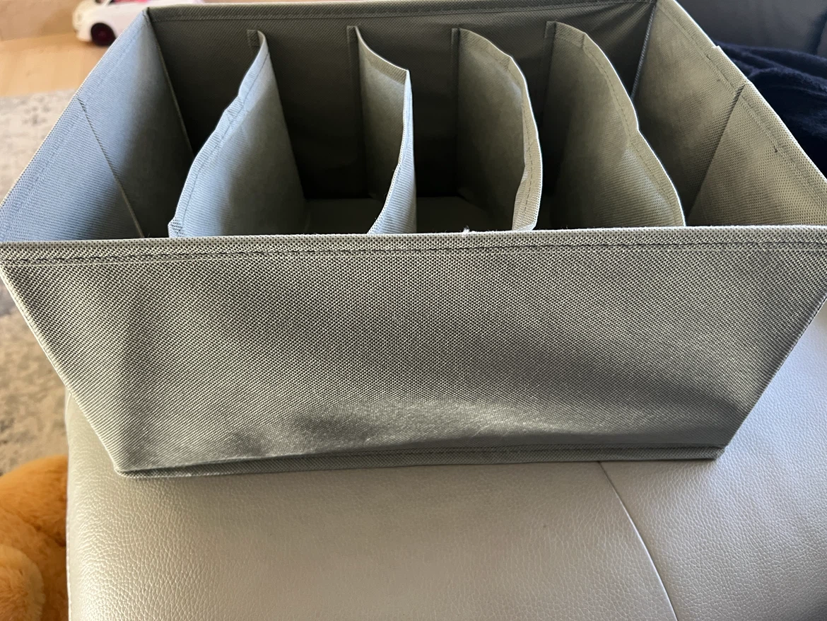 5 Collapsible Grey Fabric Organizer Bins - photo 2