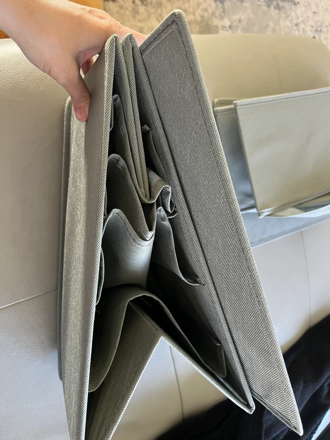 5 Collapsible Grey Fabric Organizer Bins - photo 4