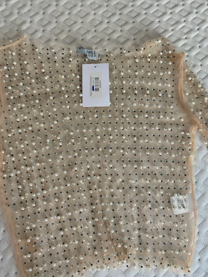 Langsura Pearl & Rhinestone Top - photo 4