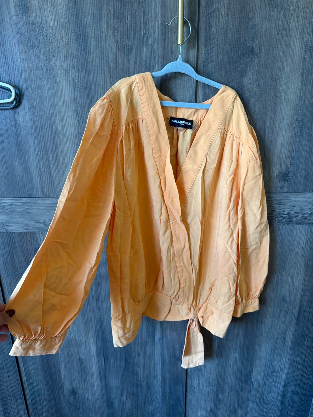 Karl Lagerfeld Paris Peach Tie-Front Blouse Size S/P