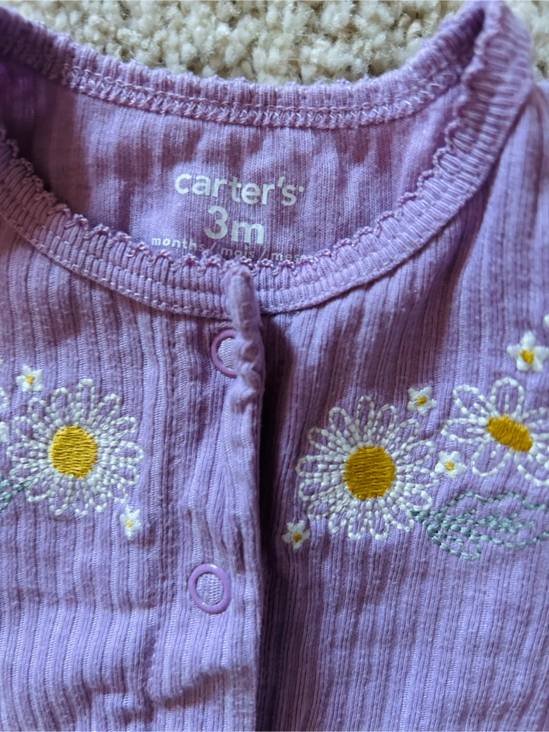 Carter's Baby Girl Footie Pajamas, 3 Months, Purple - photo 2