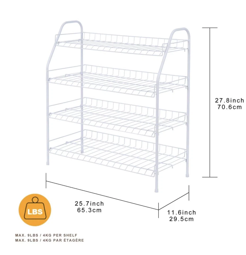 White 4-Tier Wire Shoe Rack - photo 3