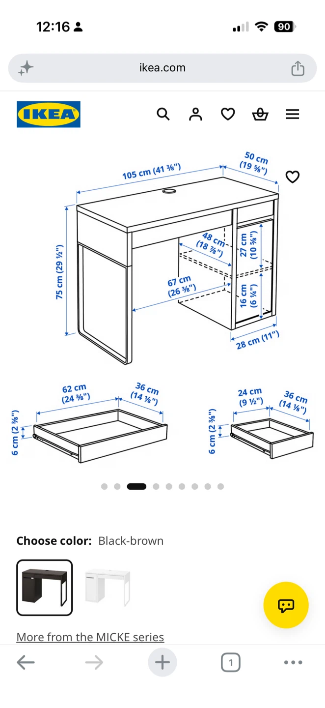 IKEA MICKE Desk Black-Brown
