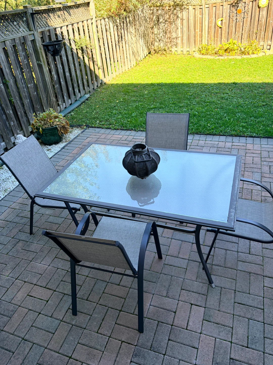 Patio Dining Set - Metal Table + 4 Chairs