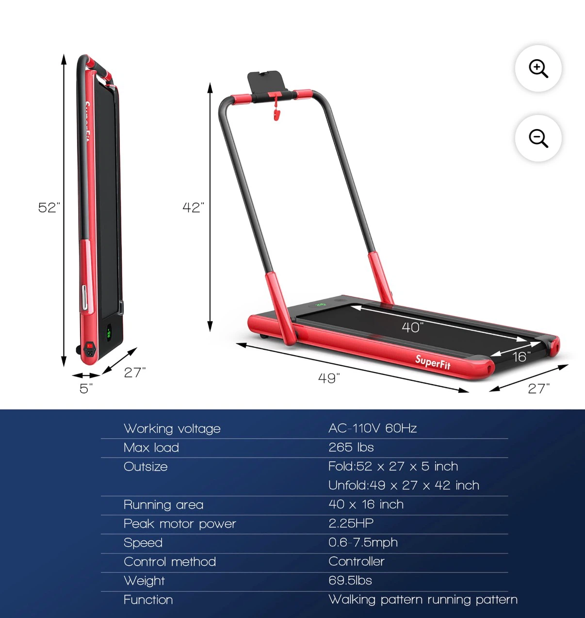 SuperFit Folding Treadmill