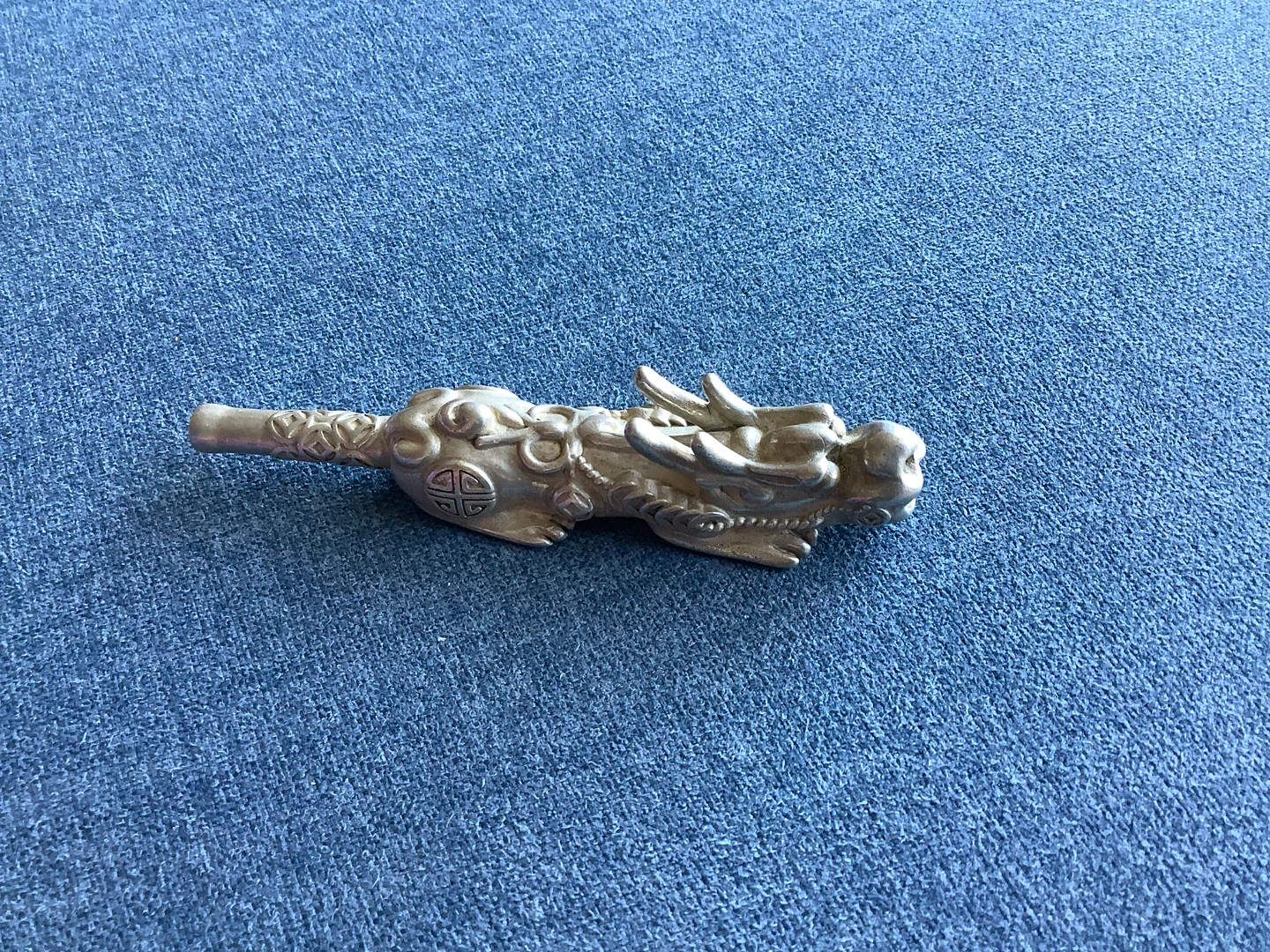 Ornate Tibetan Dragon Silver Figural Pipe Rod 🐞