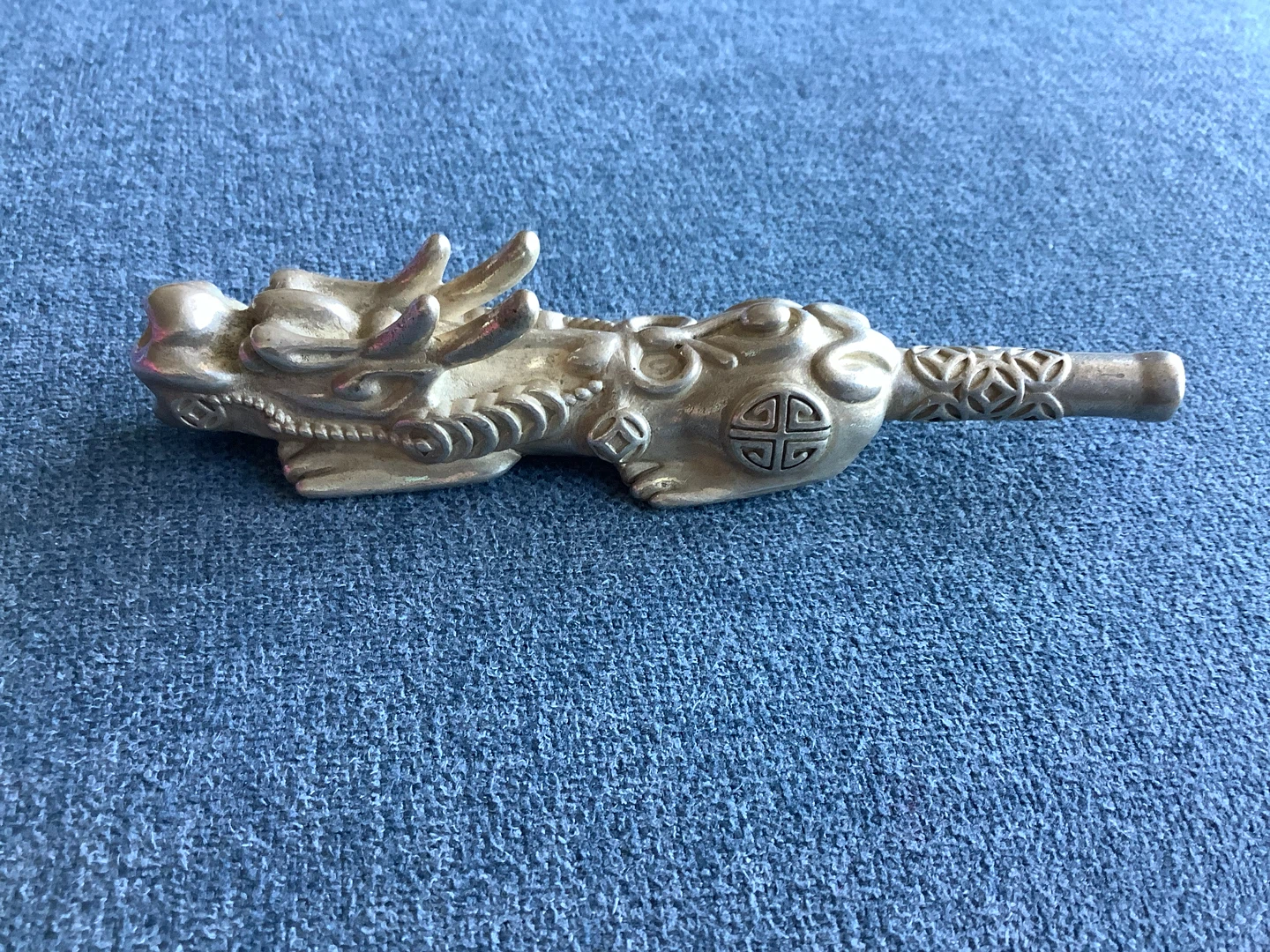 Ornate Tibetan Dragon Silver Figural Pipe Rod 🐞 - photo 4
