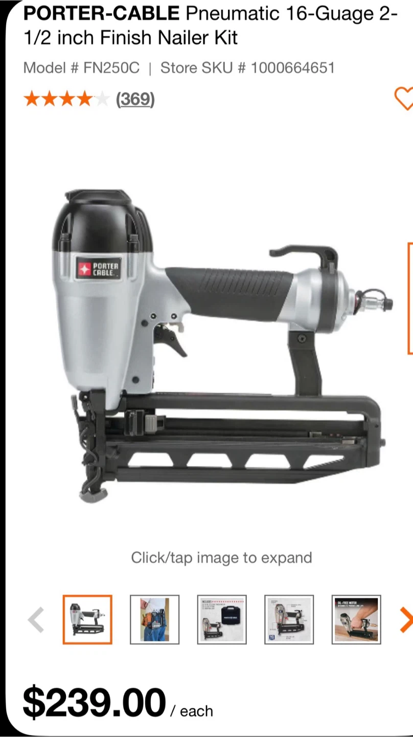 Porter-Cable Pneumatic 16-Gauge Finish Nailer Kit