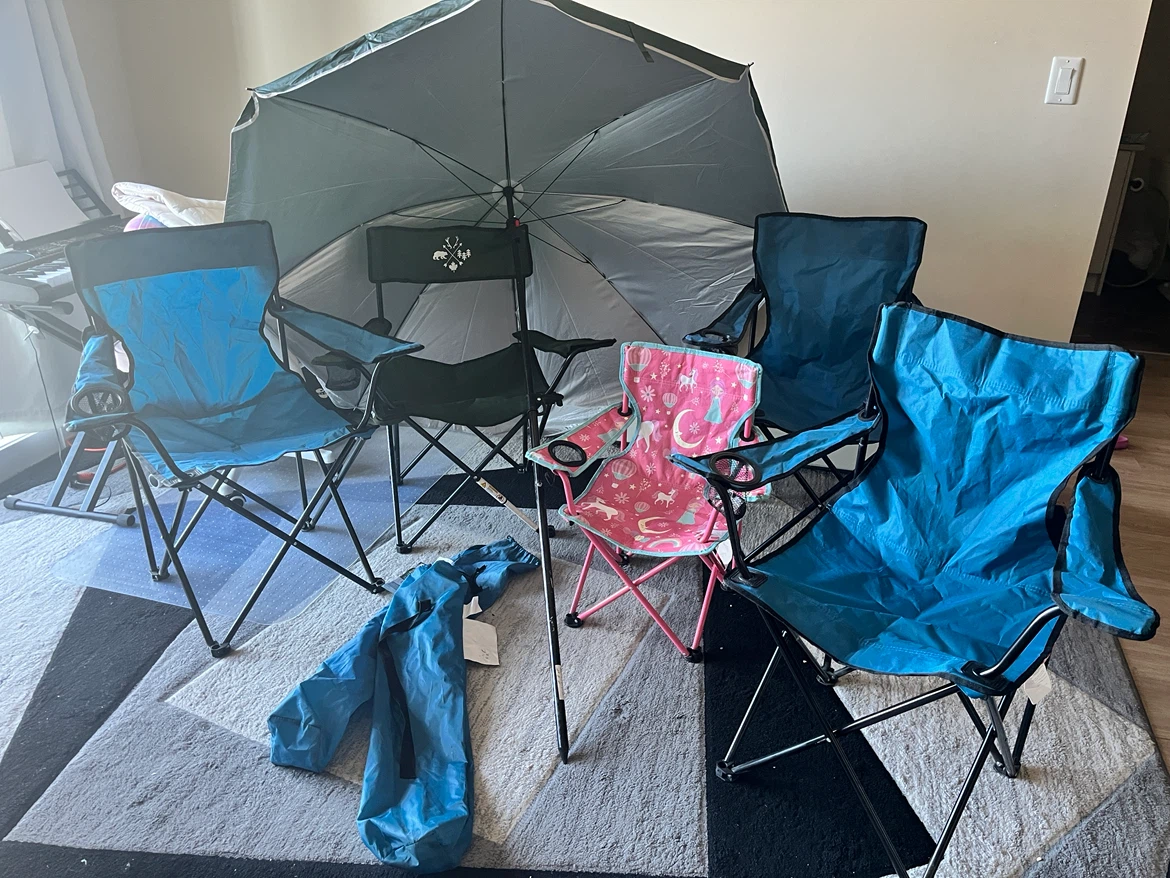 Outdoor Camping Chair Set with Umbrella