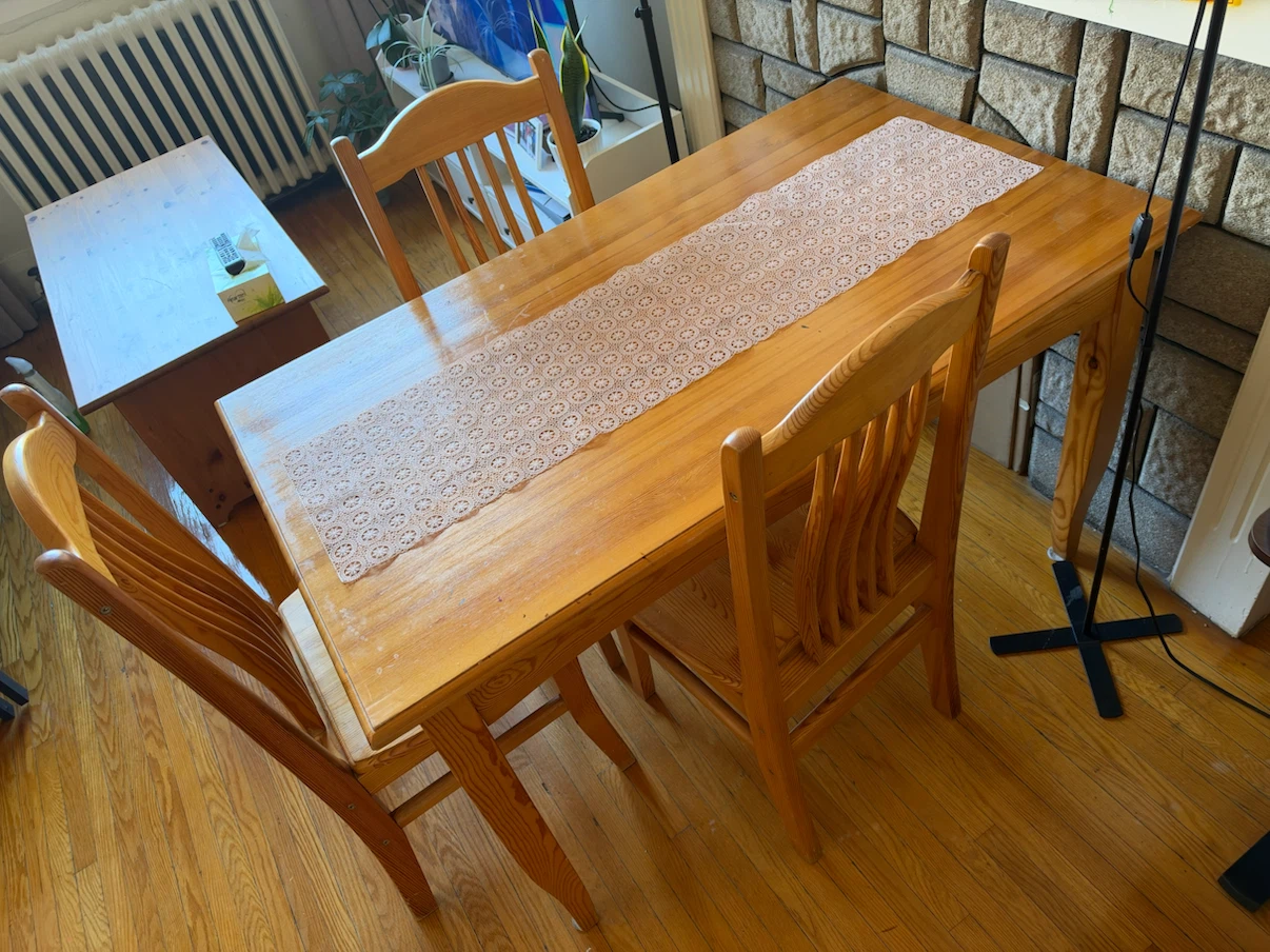 Solid Wood Dining Table and 3 Chairs