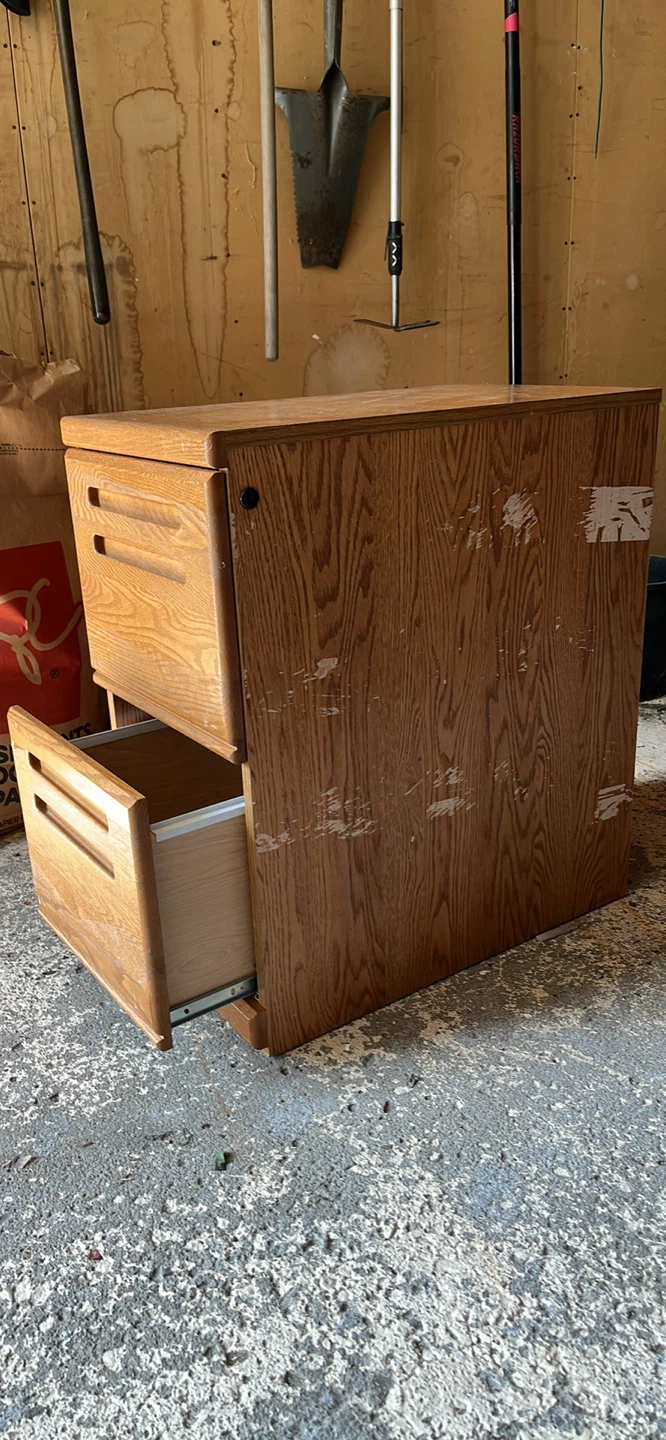 Oak Finish 2-Drawer Filing Cabinet