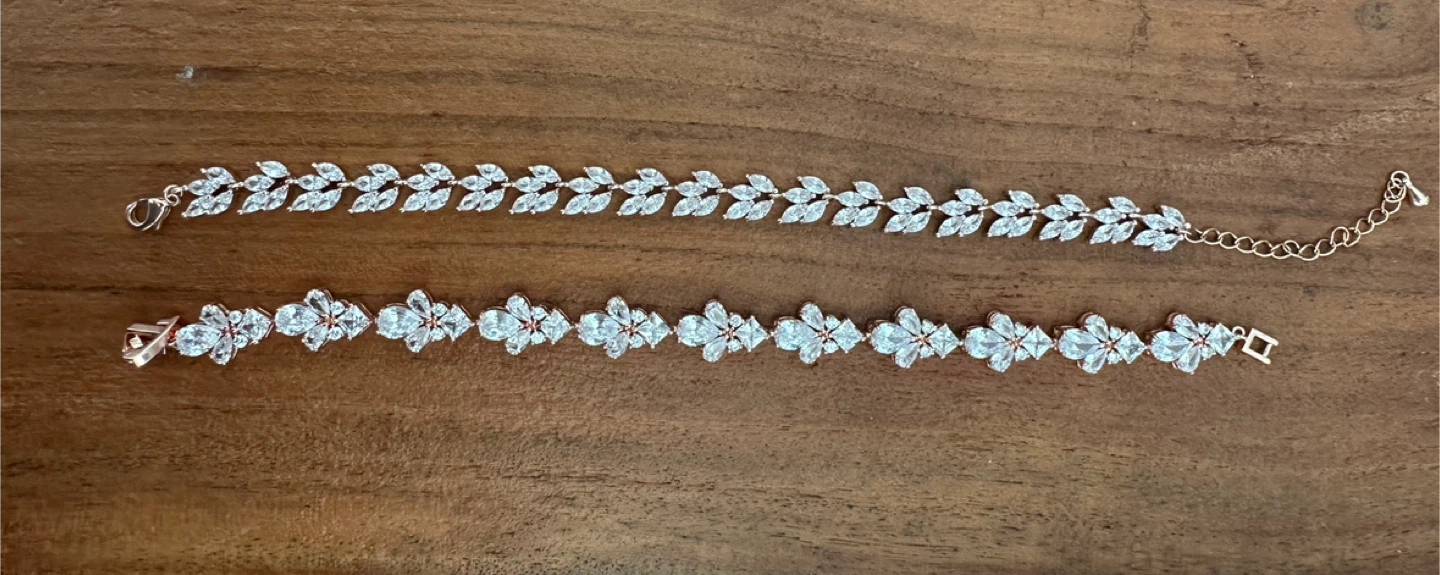 Set of Two Rose Gold Tone Crystal Bracelets