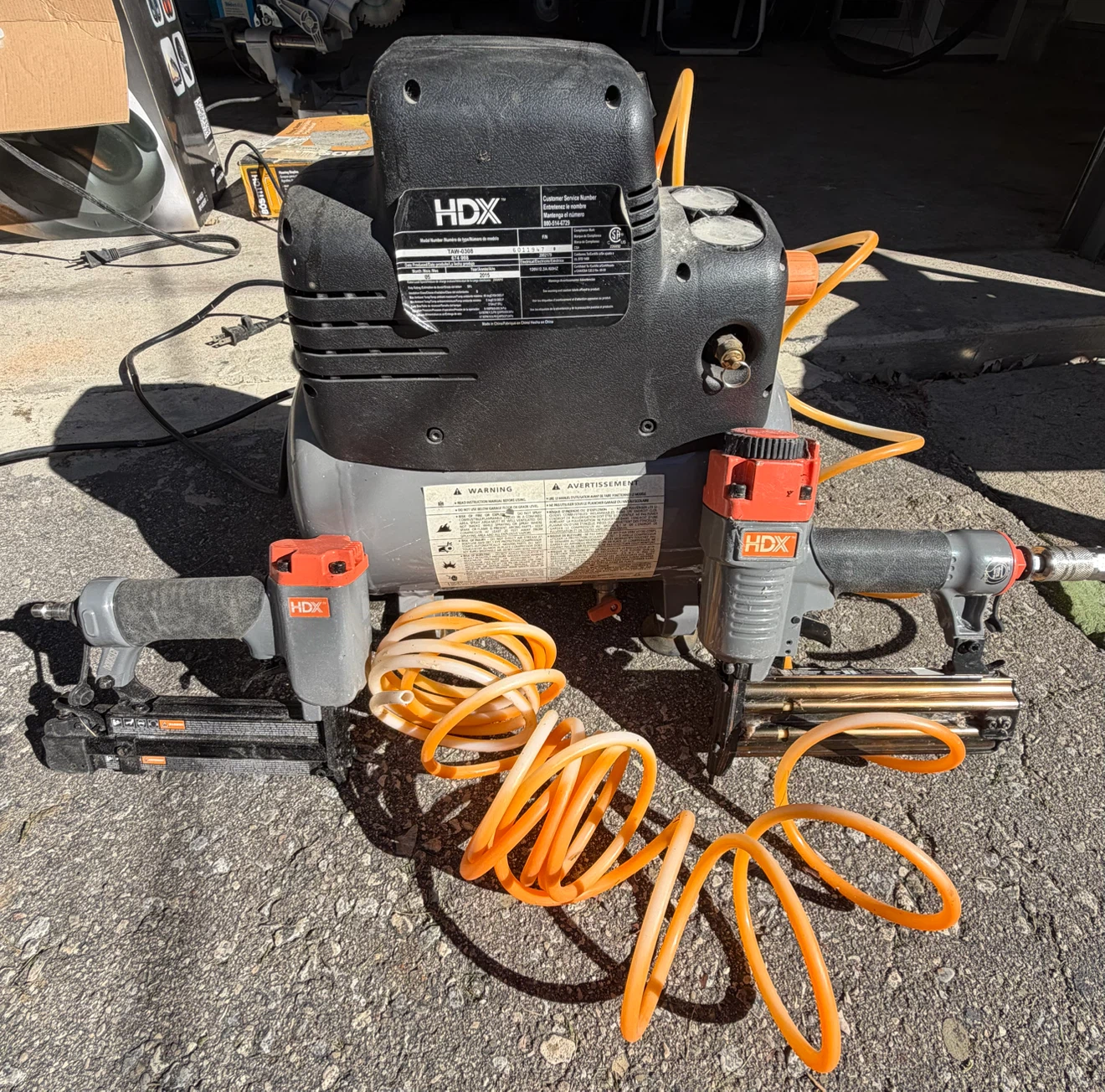 HDX Air Compressor and Two Pin Nailers - photo 2