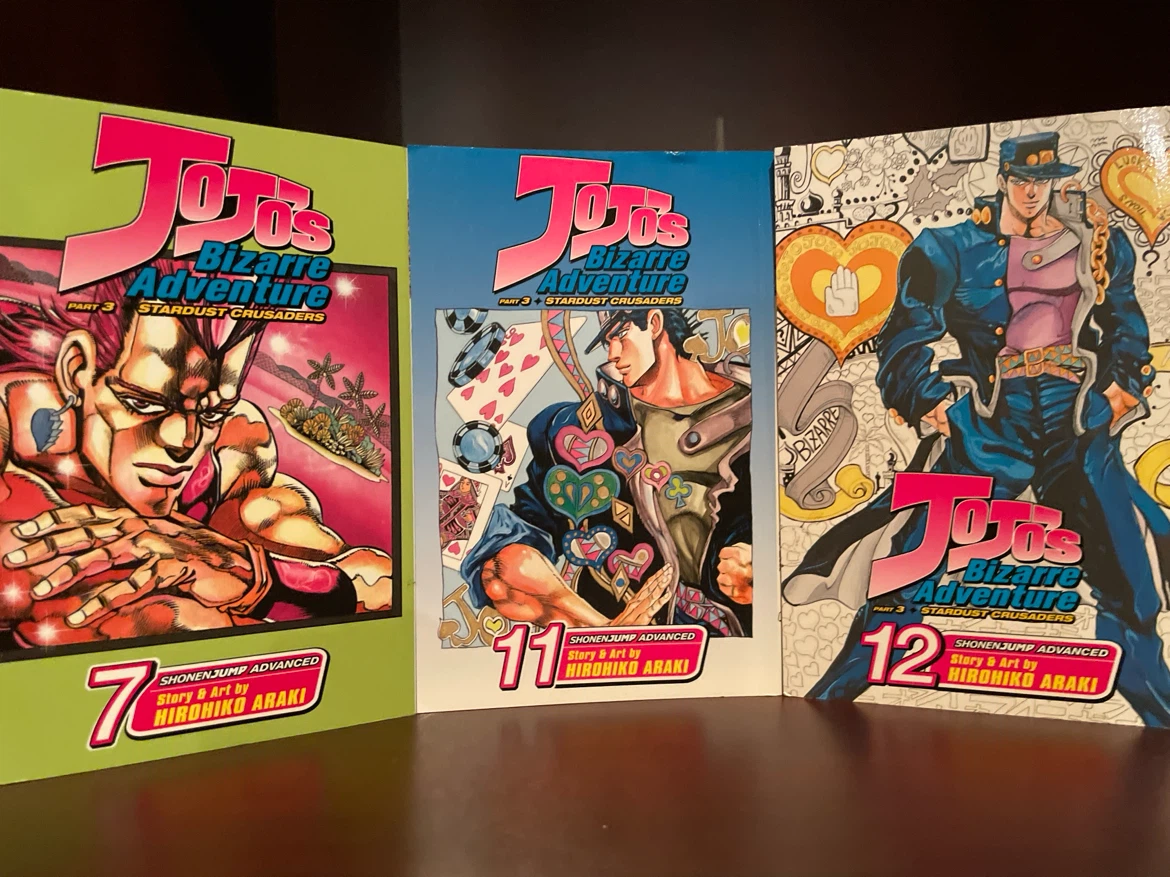 Stardust crusaders paperback volumes 7,11,and 12