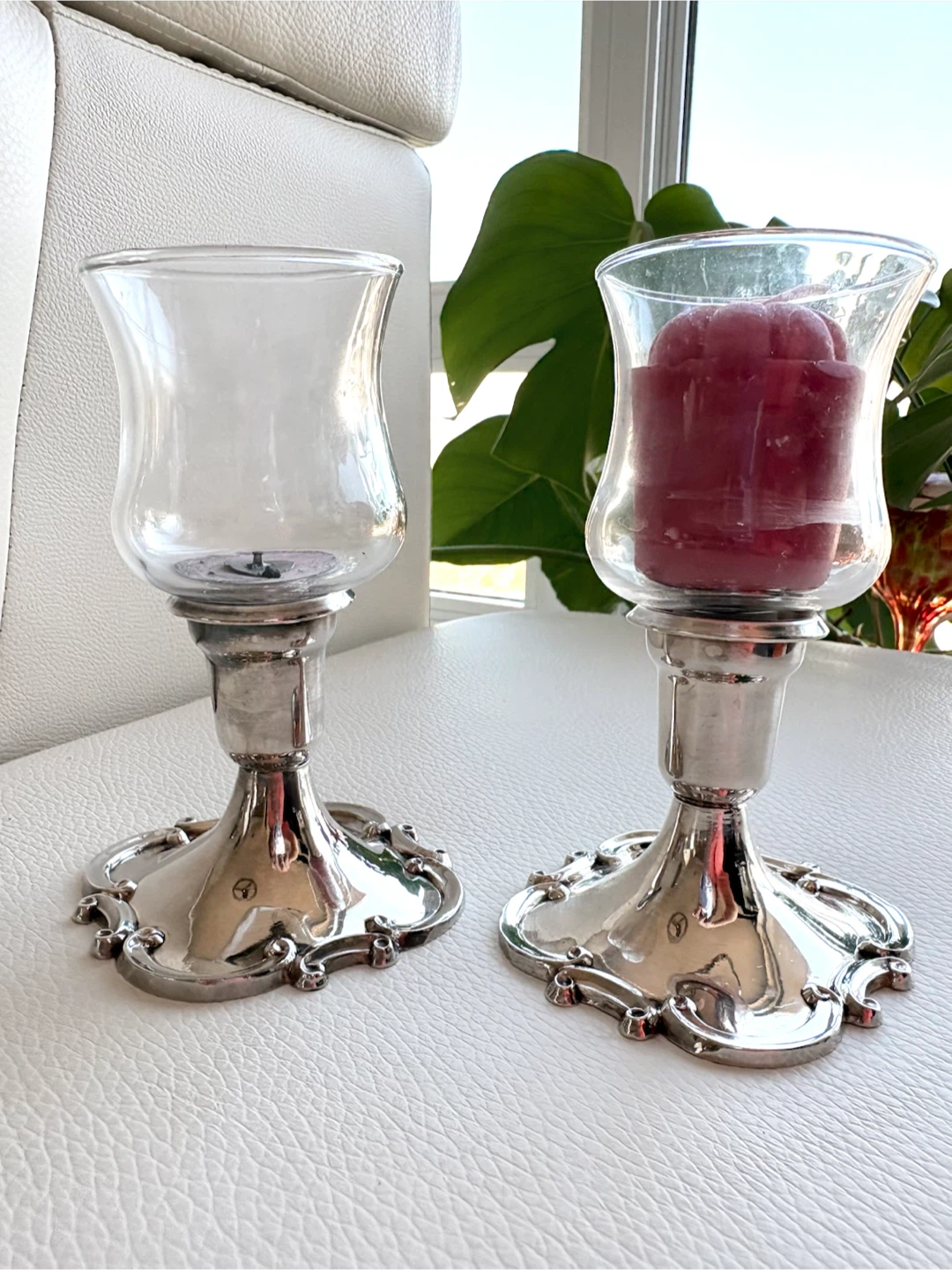 Pair of Coronet Plate E.P. Lead Candlestick Holders