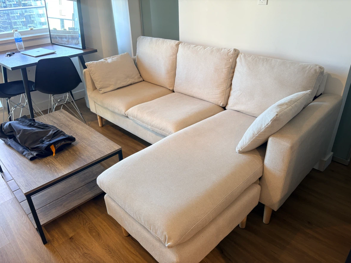 Beige Sectional Sofa with Chaise - photo 2