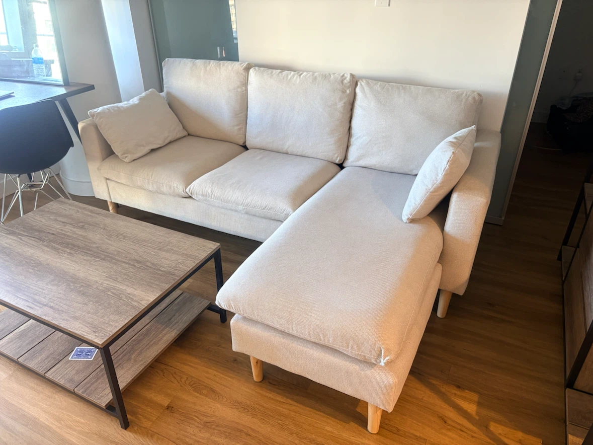 Beige Sectional Sofa with Chaise - photo 3