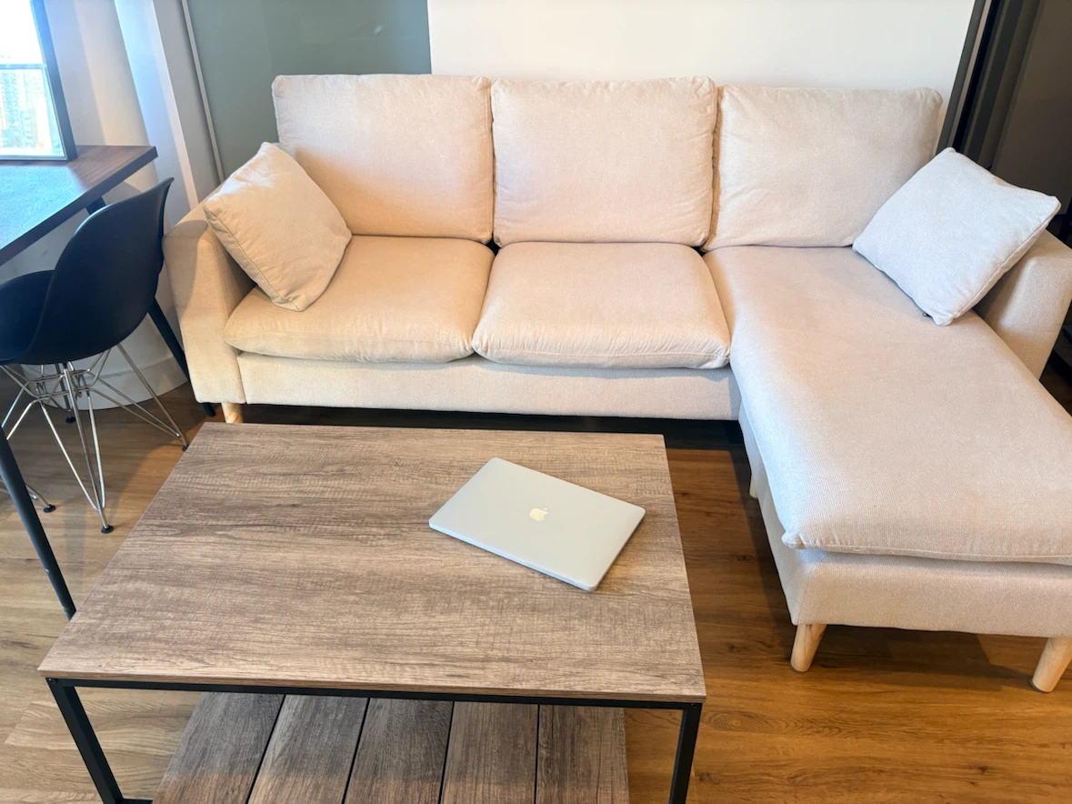 Beige Sectional Sofa with Chaise - photo 4