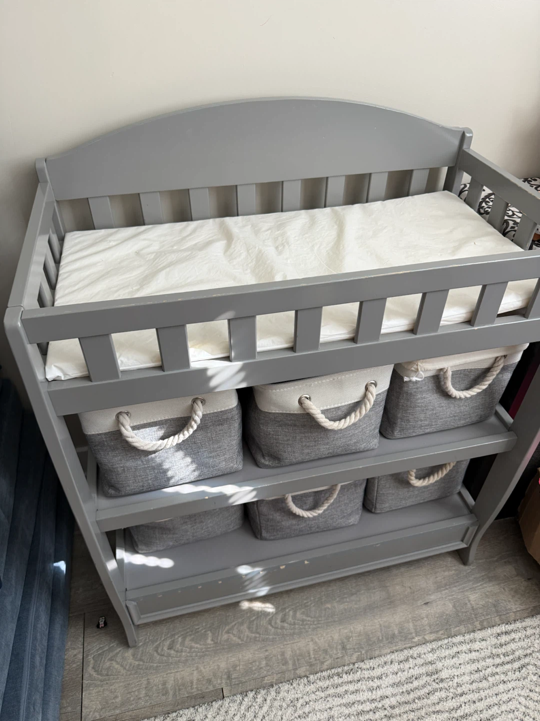 Gray Wooden Baby Changing Table