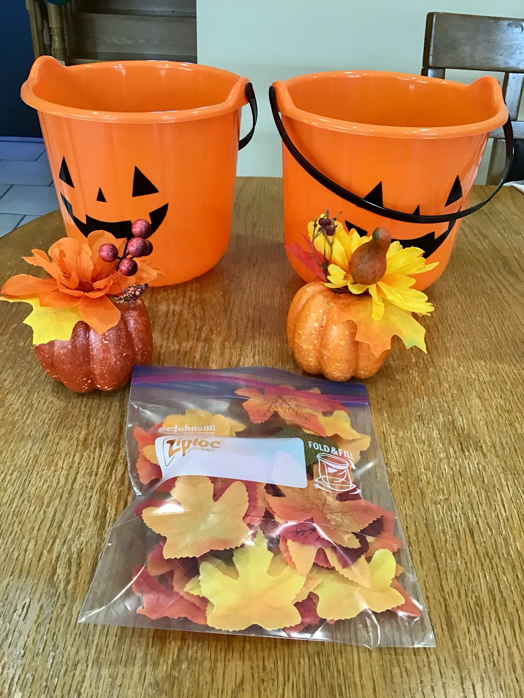 Halloween Decor Set with Pumpkin Buckets