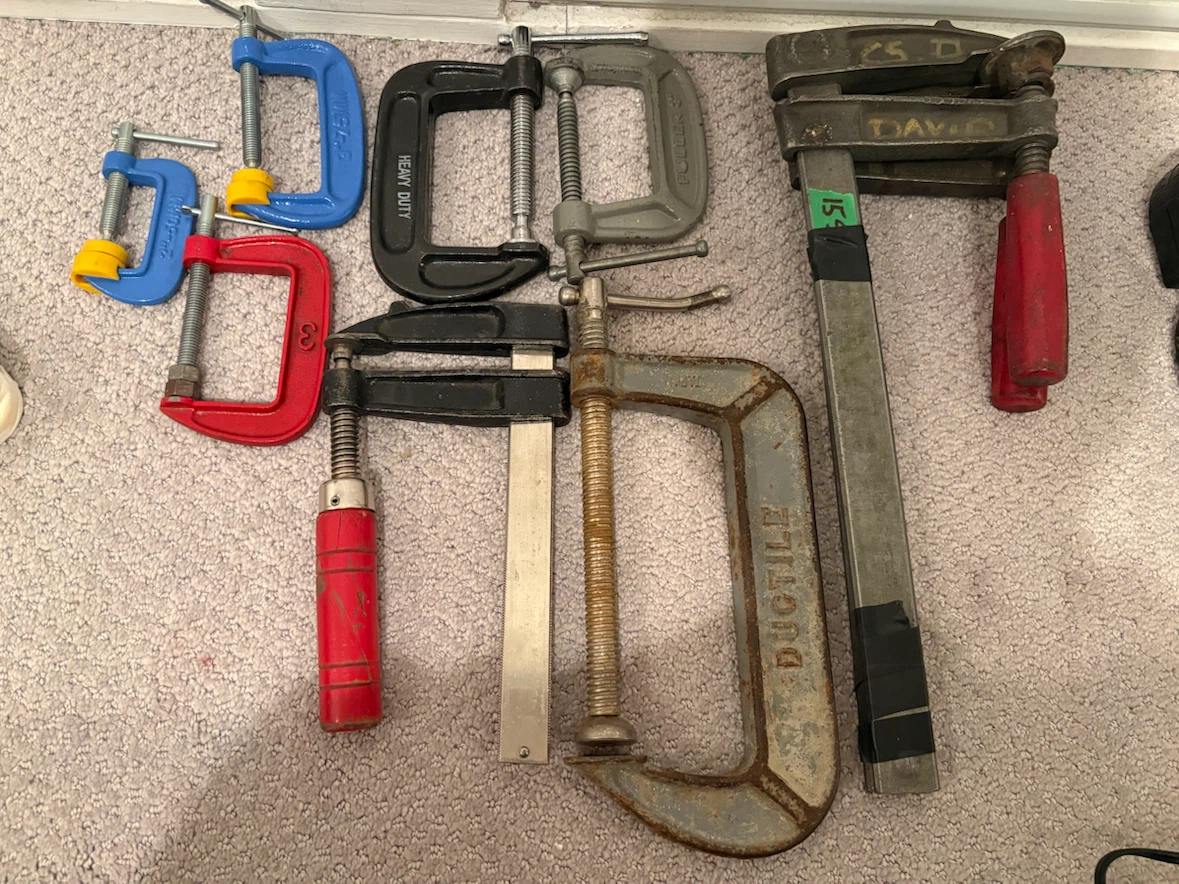 Assorted C-Clamps and F-Clamps