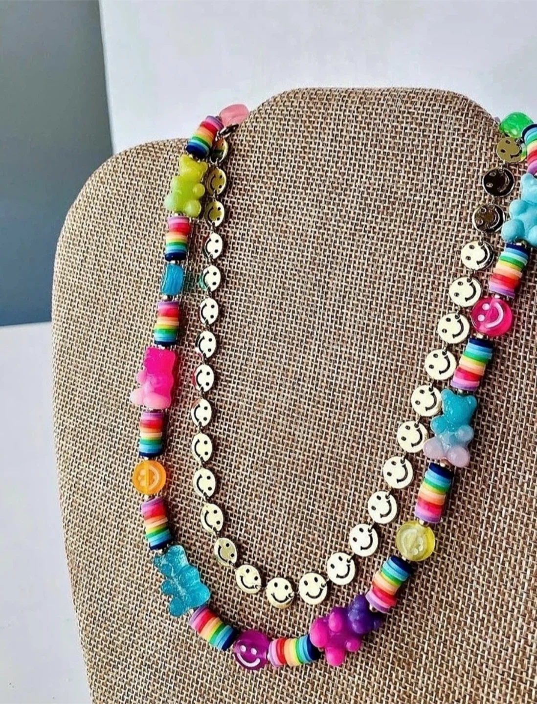 Handmade Gummy Bear Necklace (smiley necklace not included)
