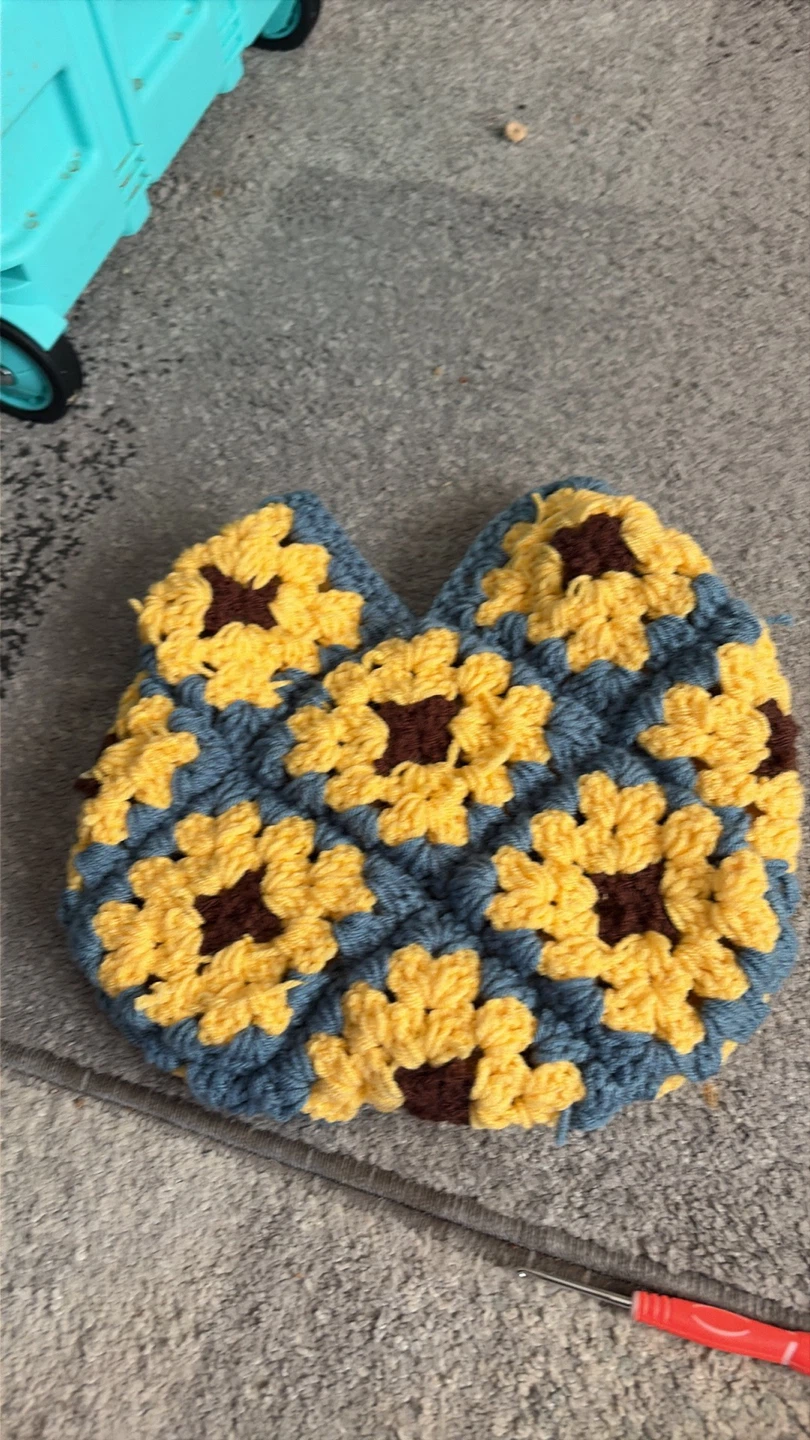 Handmade Sunflower Granny Square Crochet Bag