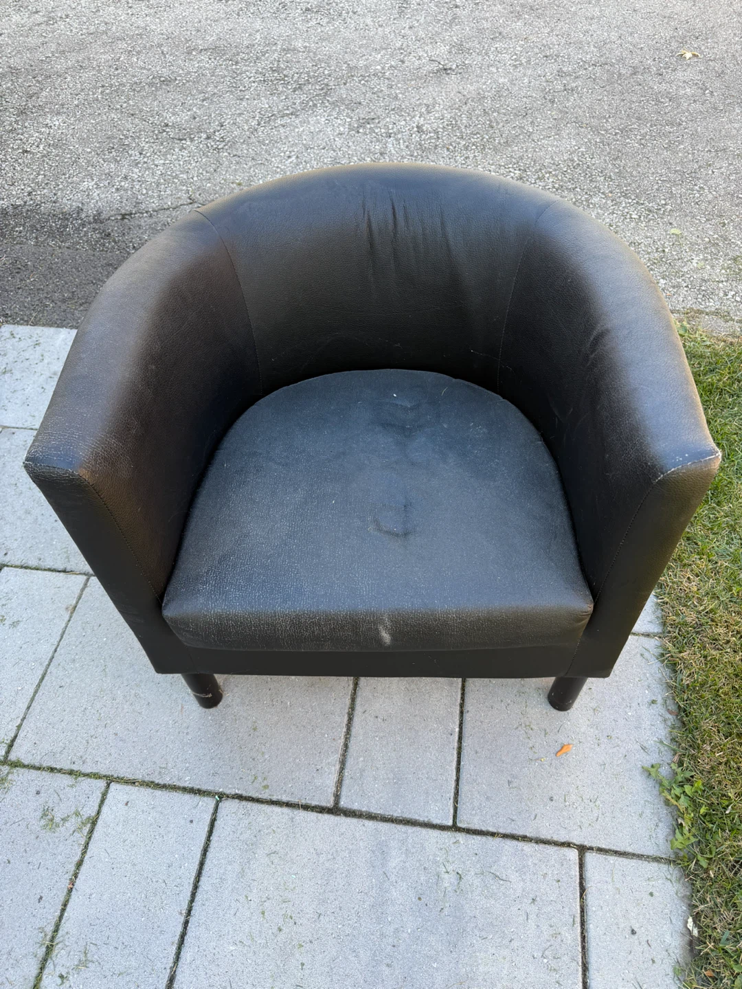 Black Faux Leather Tub Chair