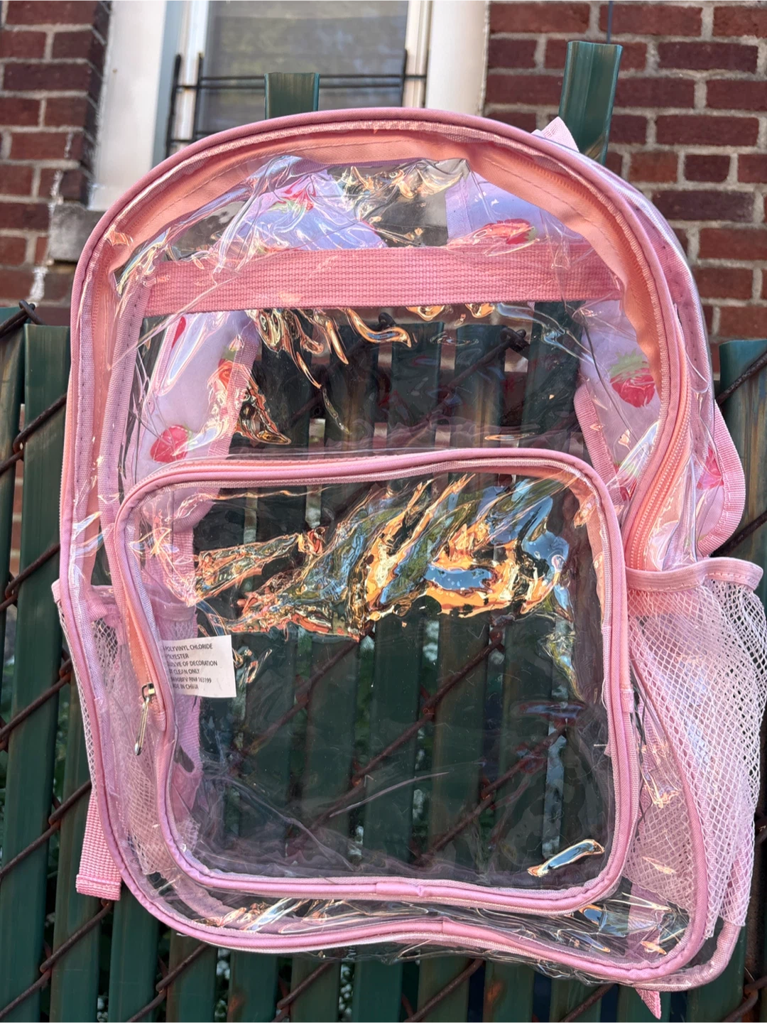 Pink Clear Strawberry Print Backpack - photo 2