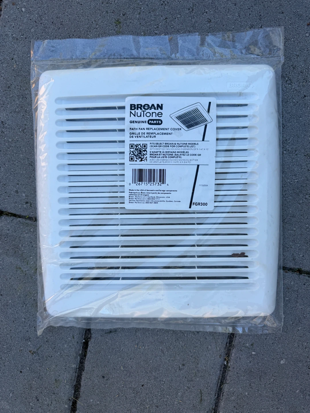 Broan NuTone FGR300 Bath Fan Replacement Cover