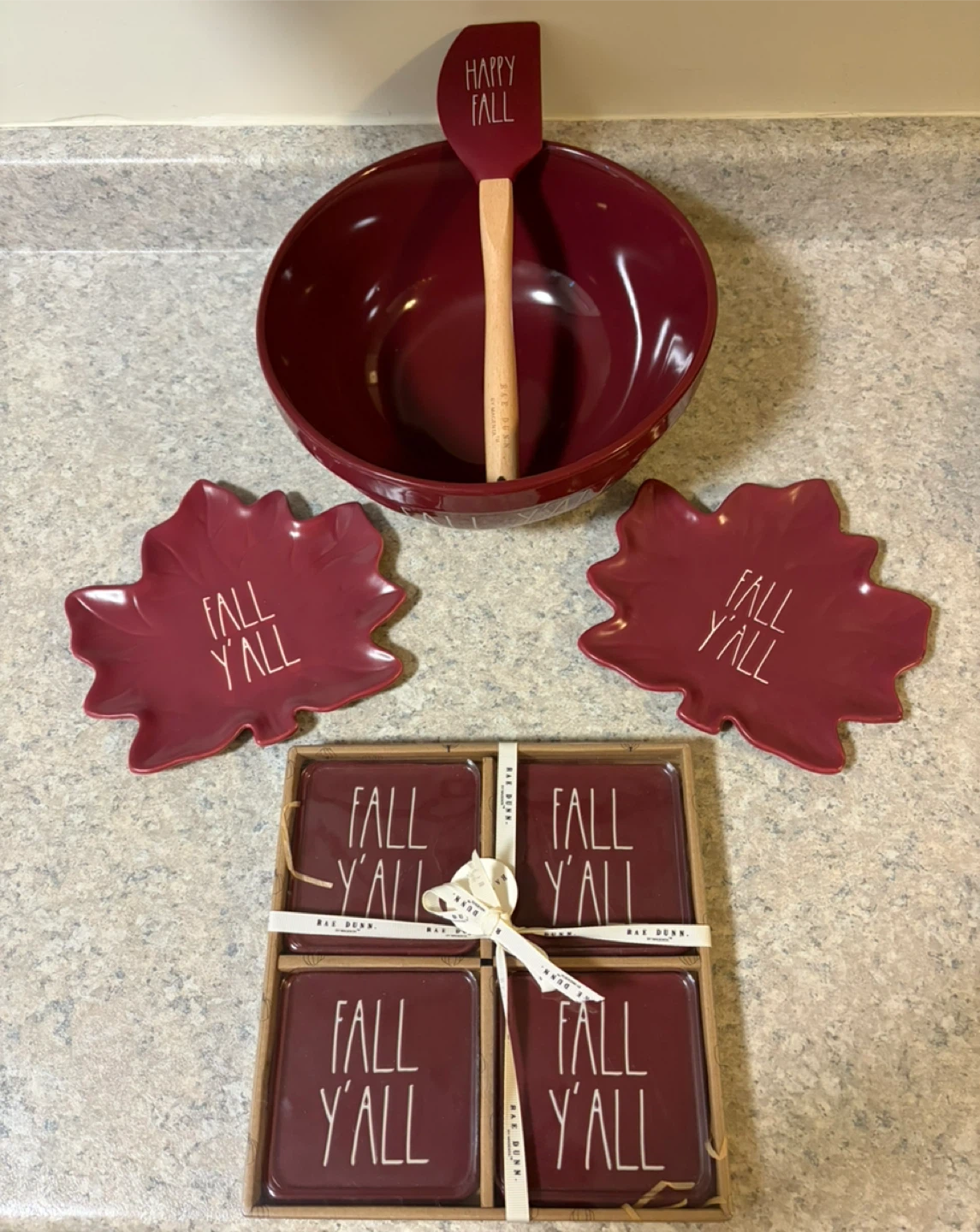 RAE DUNN - Fall Y’all burgundy set