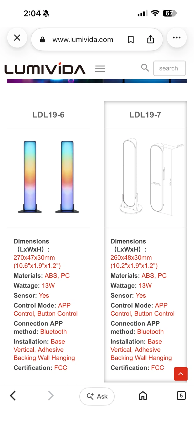 Lumivida Smart Ambient LED Light Bars LDL19-7