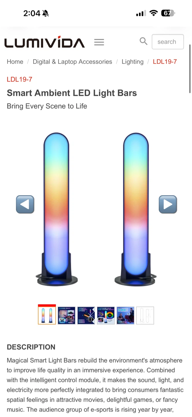 Lumivida Smart Ambient LED Light Bars LDL19-7 - photo 3
