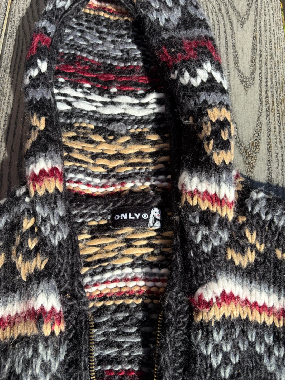 ONLY Fair Isle Knit Zip-Up Hoodie - photo 3