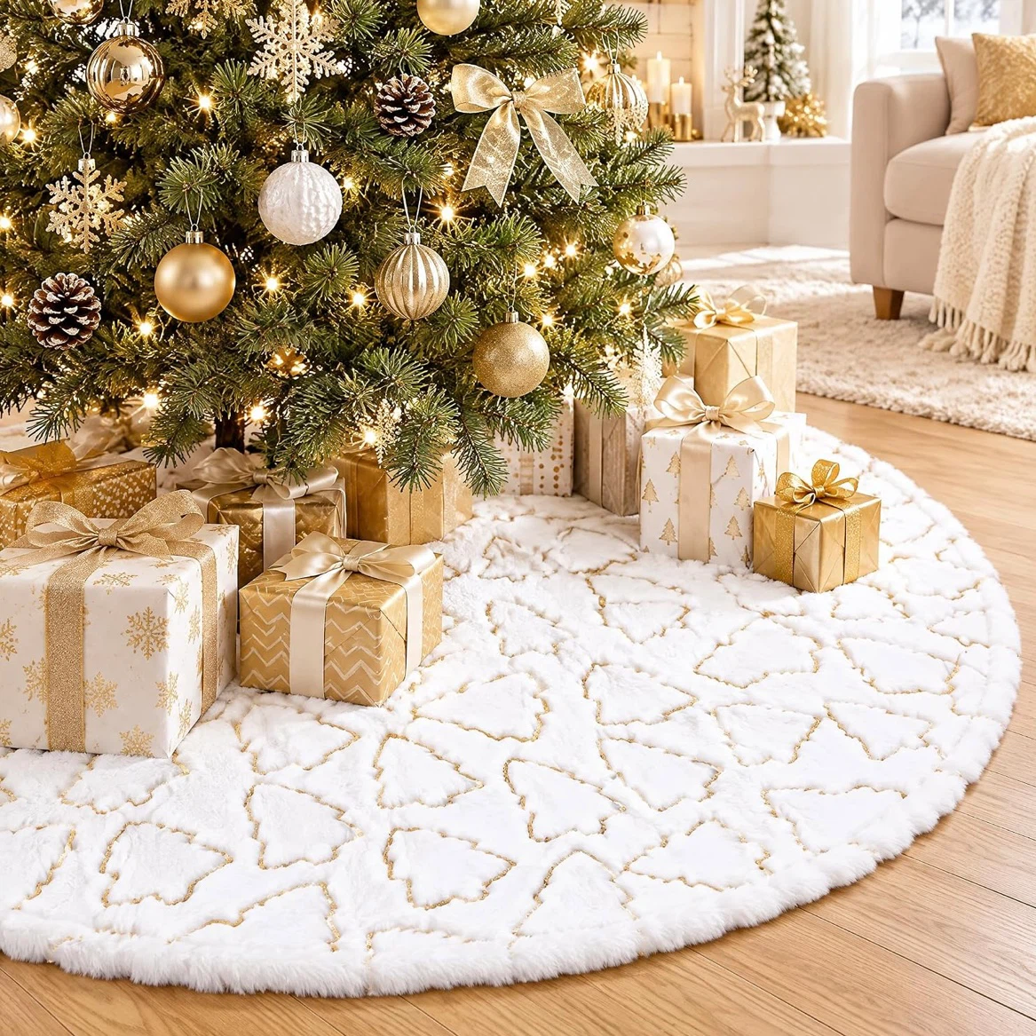 Brand New 36 Inch White Faux Fur Tree Skirt - photo 3