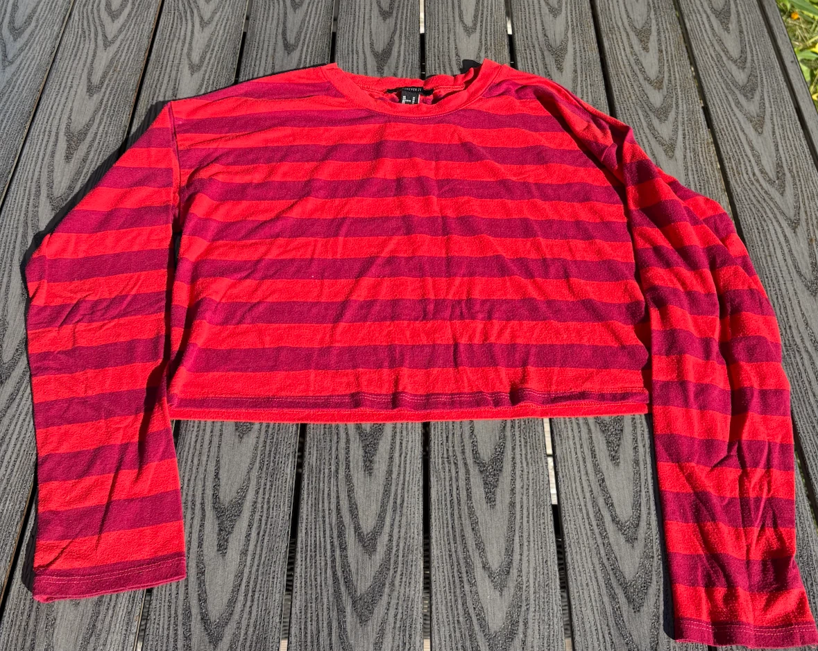 Forever 21 Striped Long Sleeve Crop Top