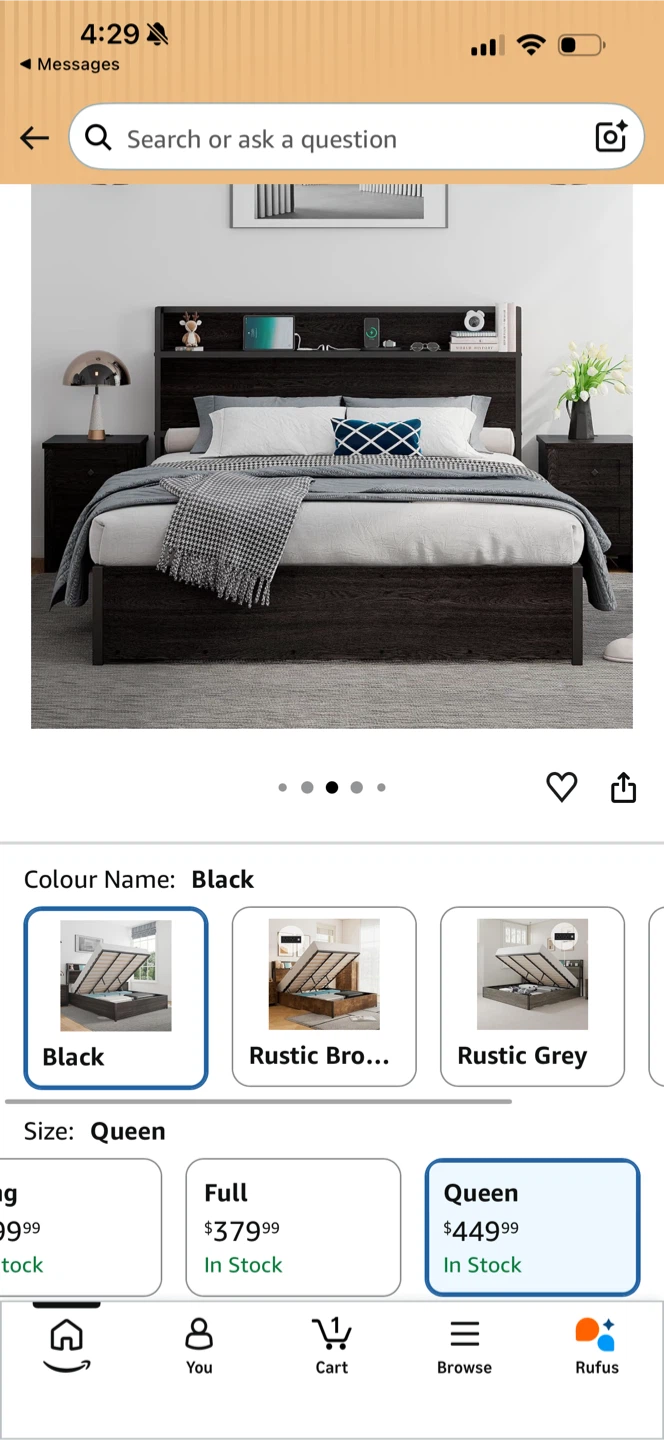Queen Size Black Storage Bed with Headboard - photo 2