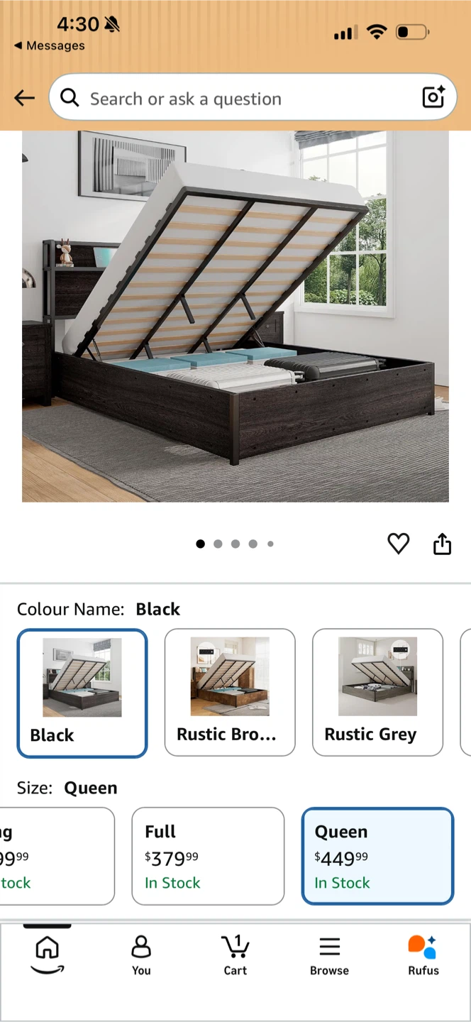 Queen Size Black Storage Bed with Headboard - photo 3