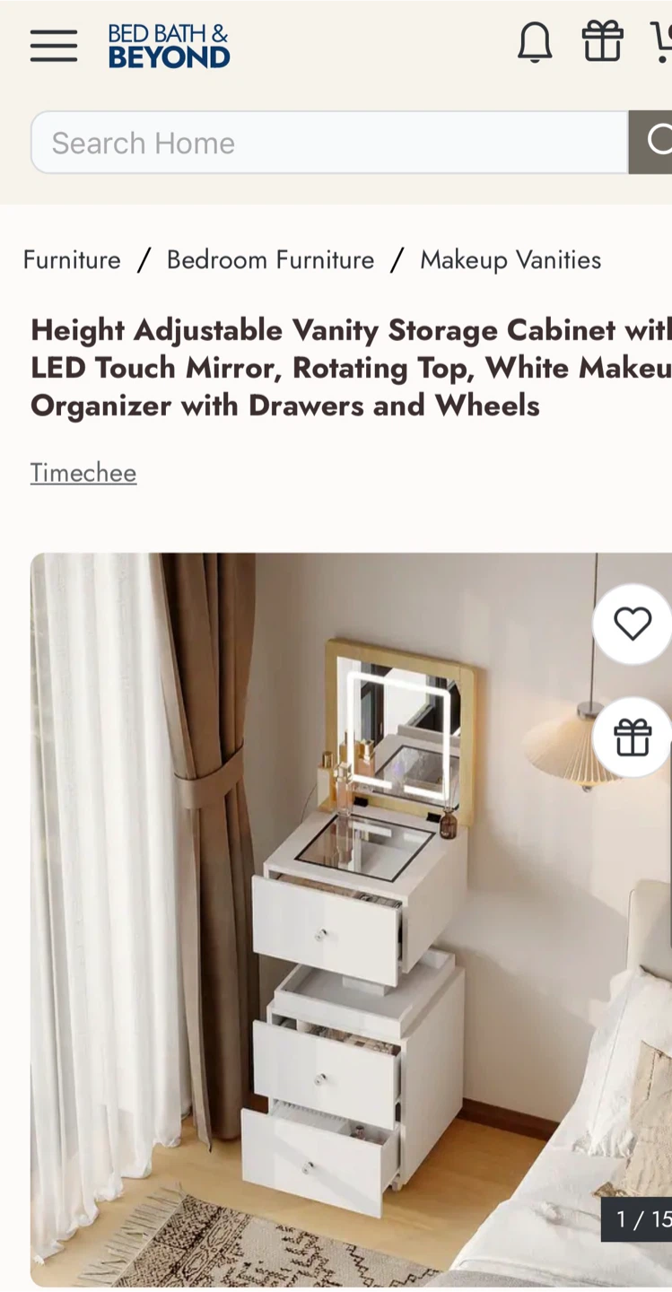 Height Adjustable Vanity Storage,LED Mirror