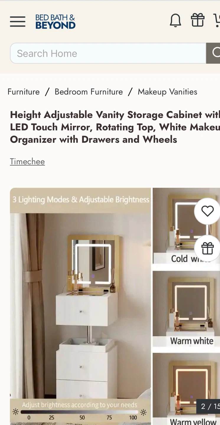 Height Adjustable Vanity Storage,LED Mirror - photo 2