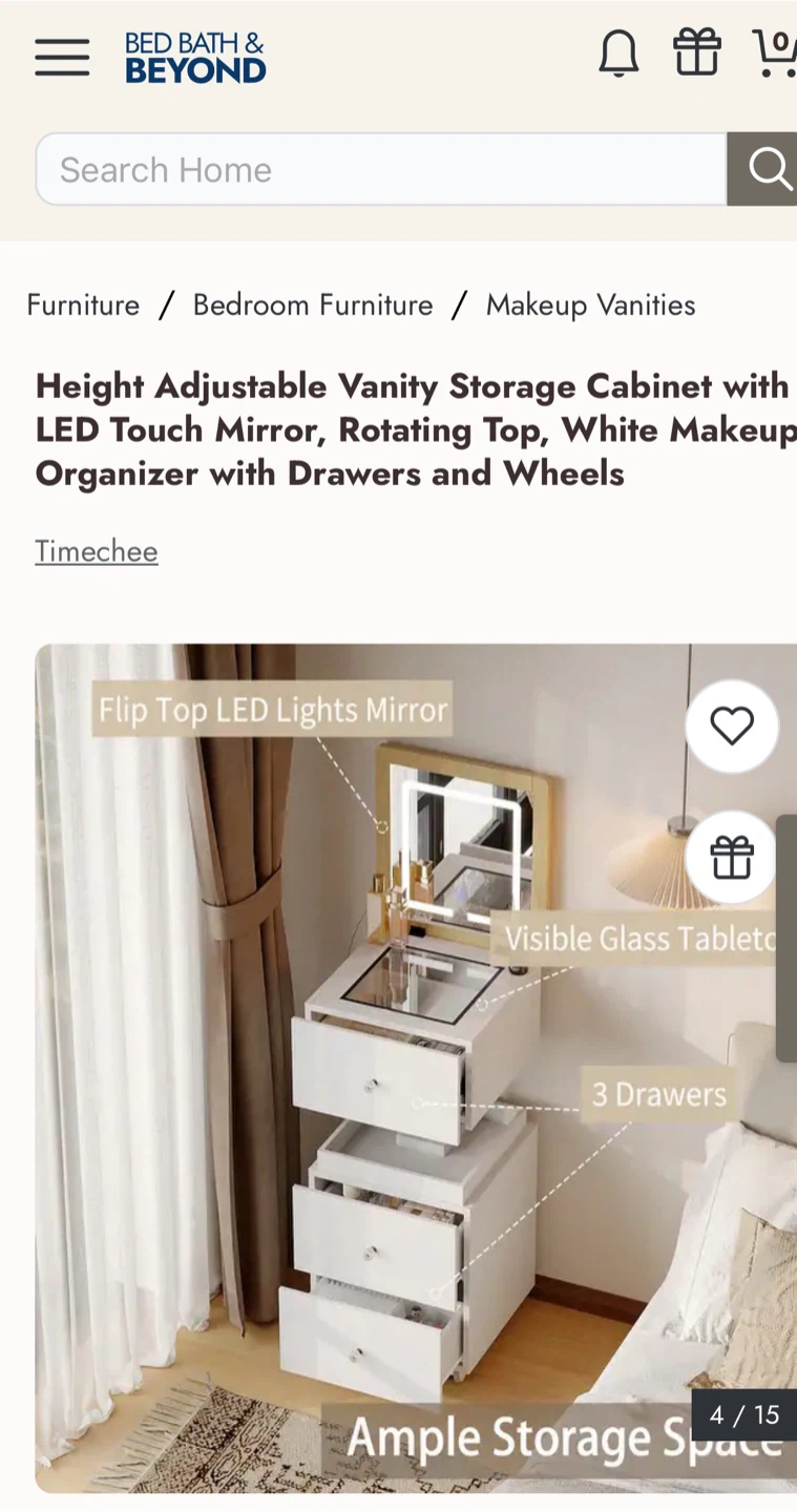 Height Adjustable Vanity Storage,LED Mirror - photo 4