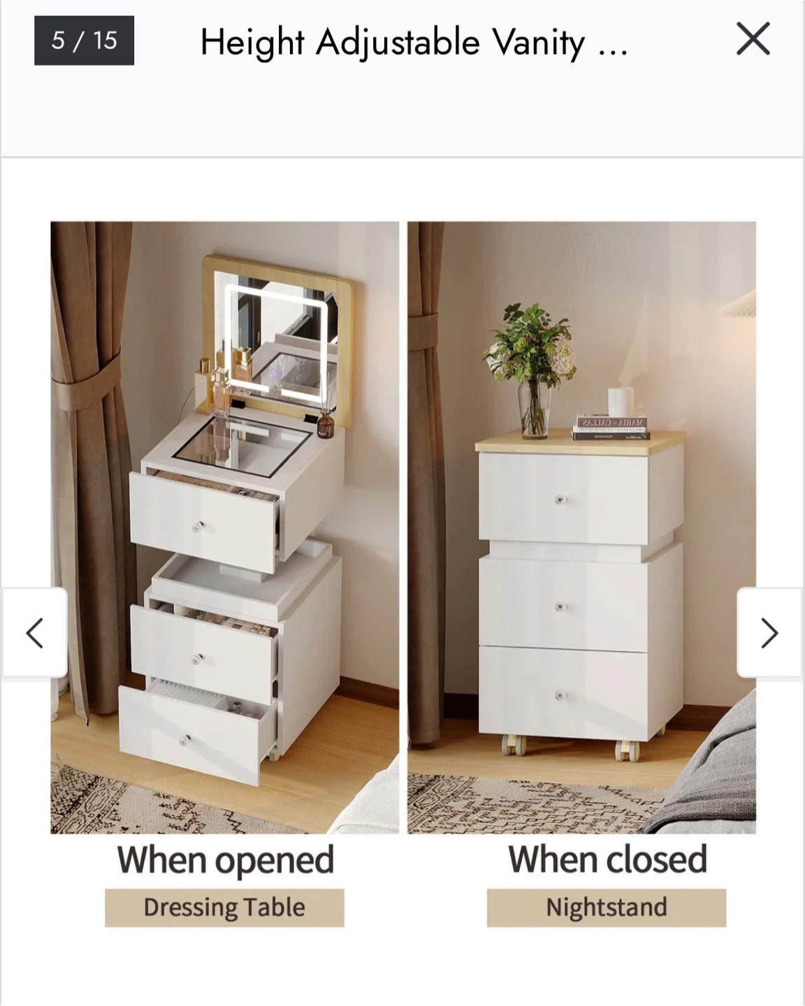Height Adjustable Vanity Storage,LED Mirror - photo 5