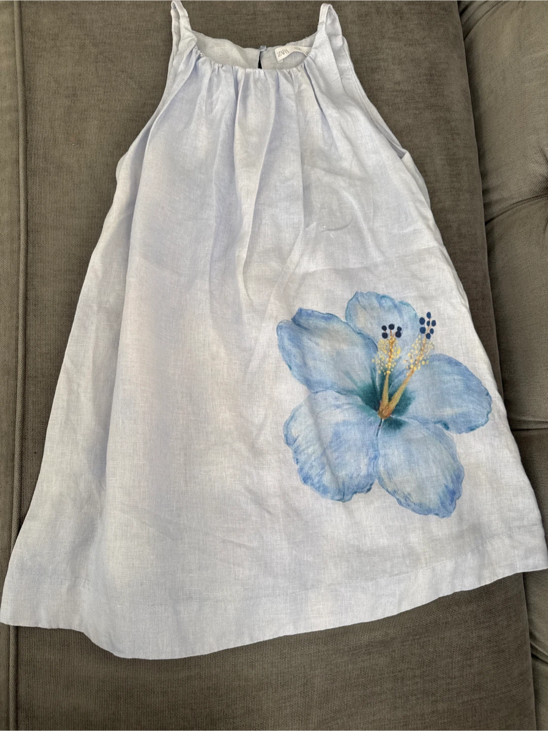Zara Girls' Light Blue Linen Dress