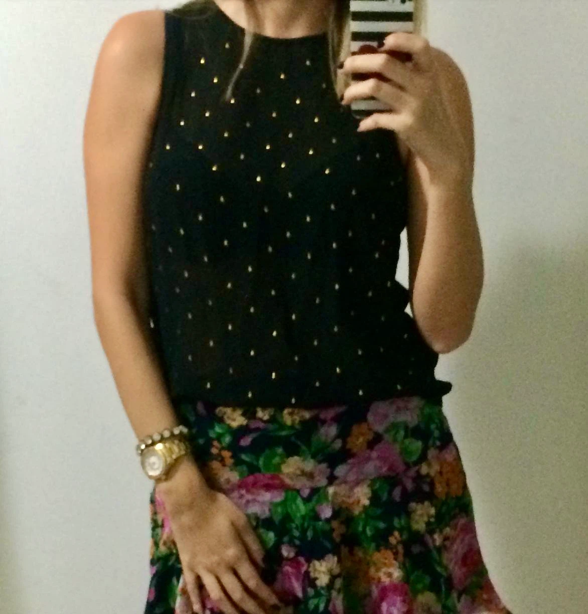 Black Studded Sleeveless Blouse - photo 2