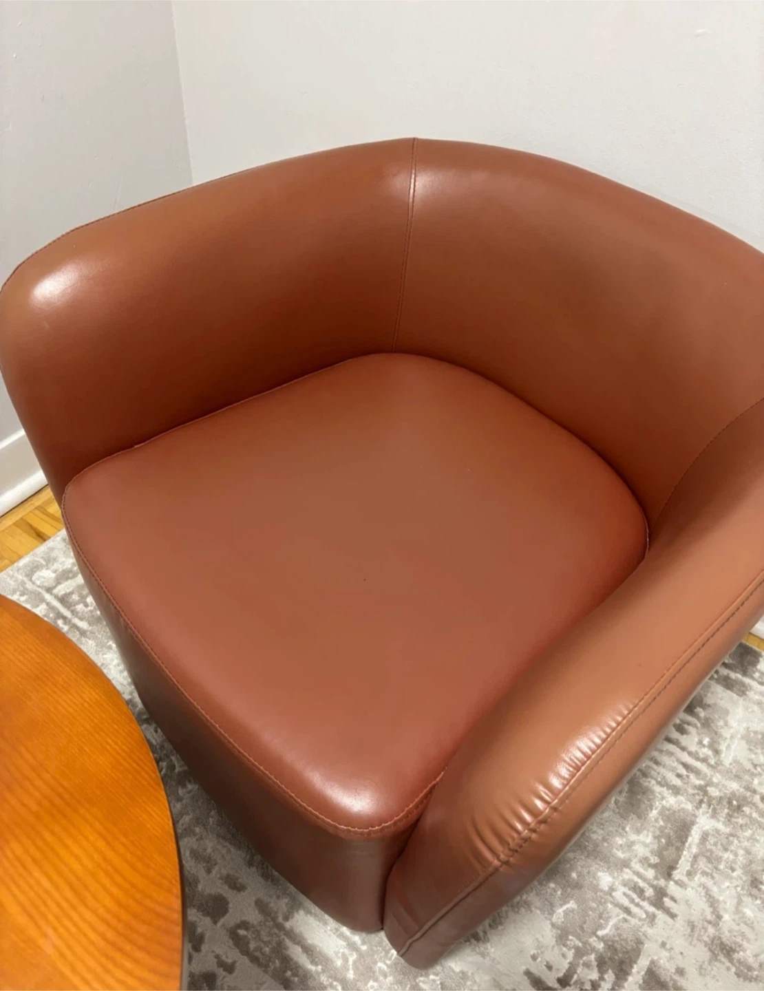 Two Brown Faux Leather Club Chairs - photo 5