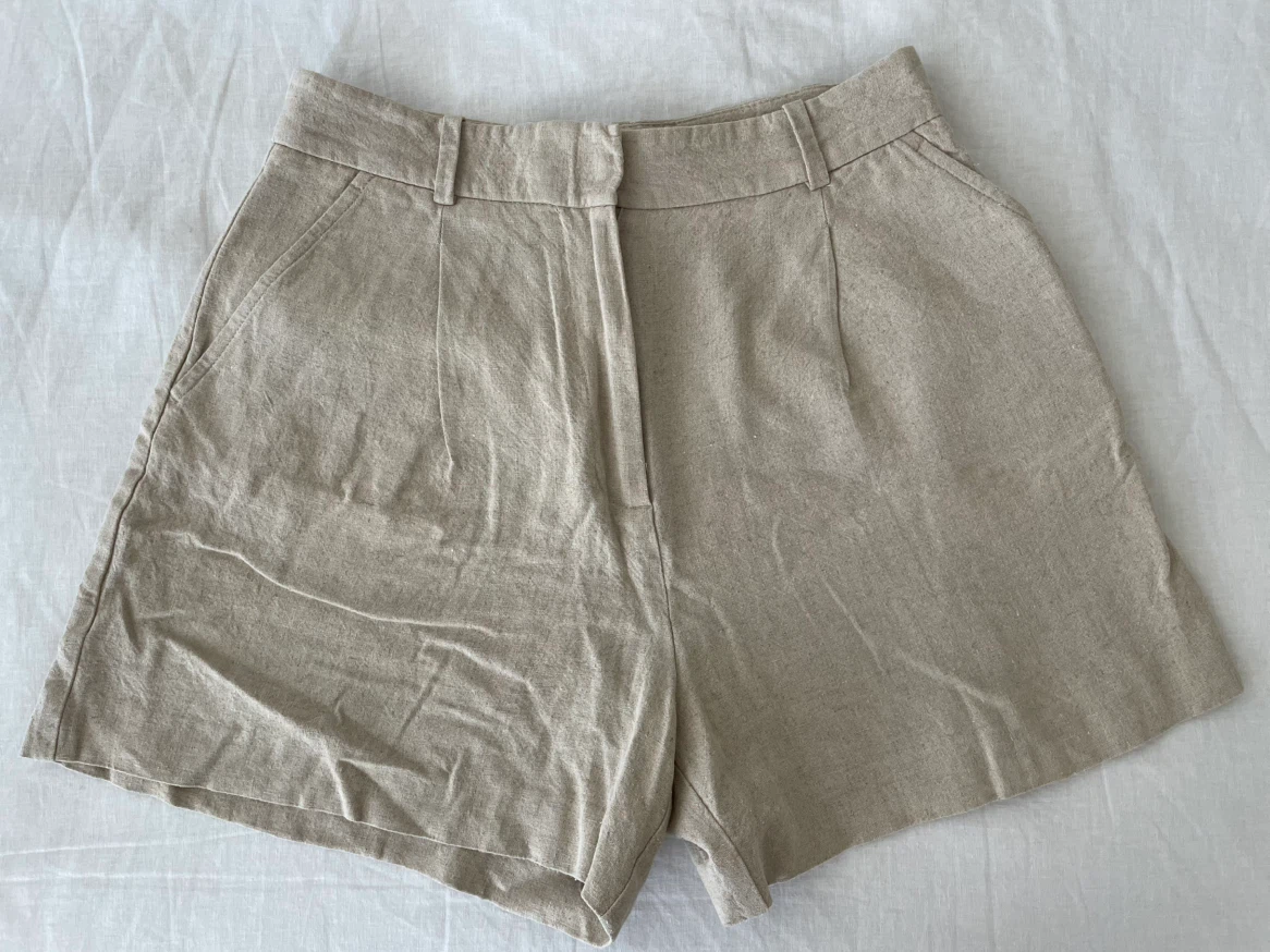 Zara Linen Blend Shorts Beige